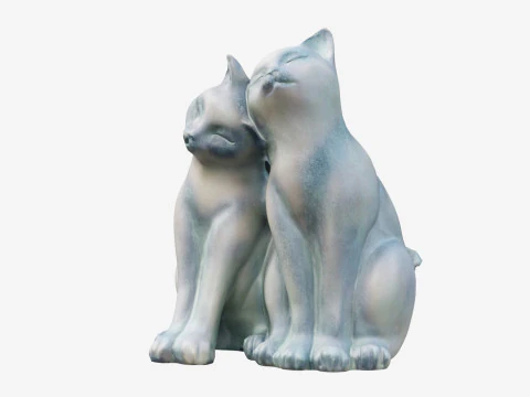3Dscanned Nuzzling Cats Statue 3D Model
