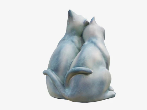 3Dscanned Nuzzling Cats Statue 3D Model
