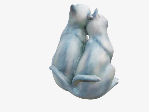 3Dscanned Nuzzling Cats Statue 3D Model