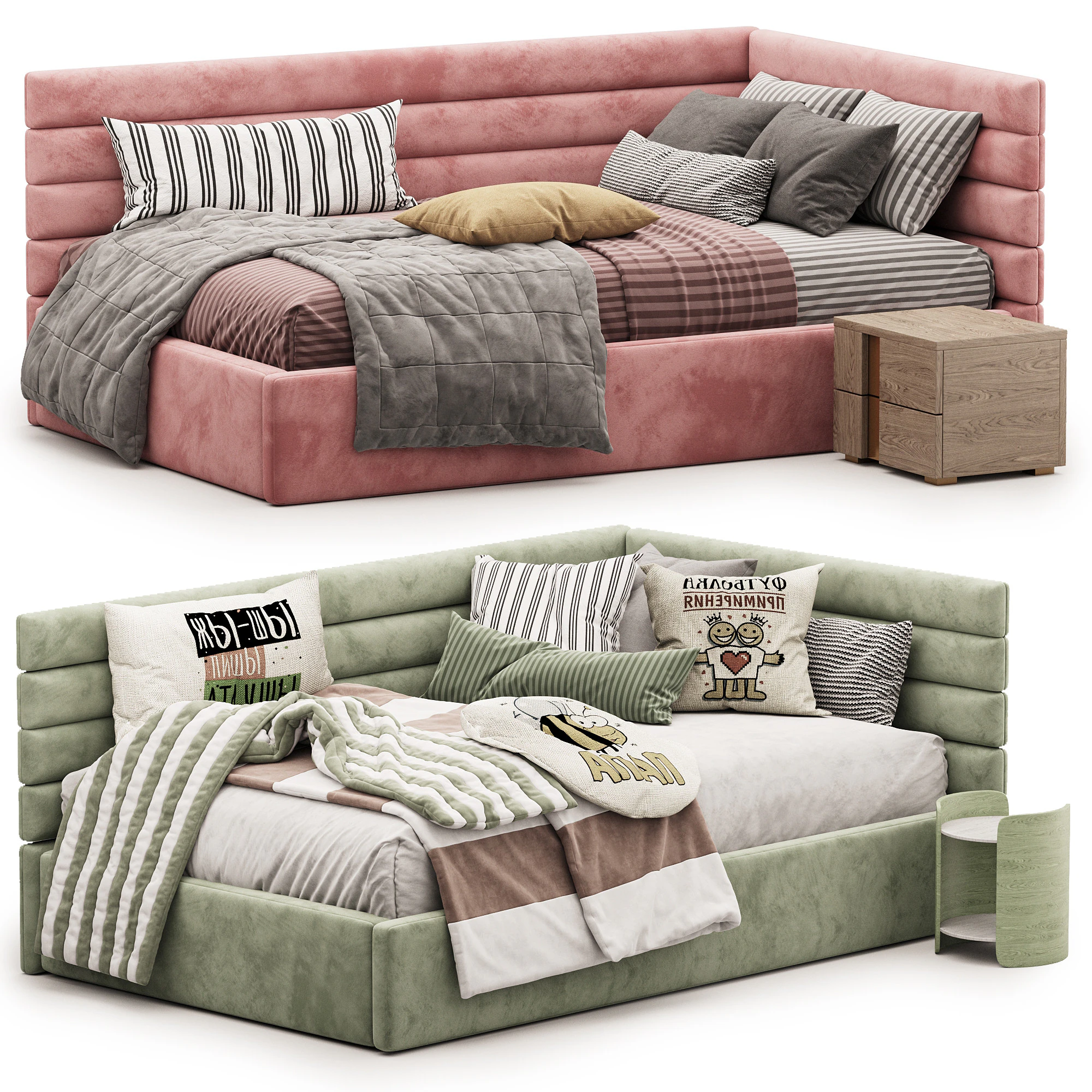 Corner bed Line kids 3D Model .c4d .max .obj .3ds .fbx .stl .blend
