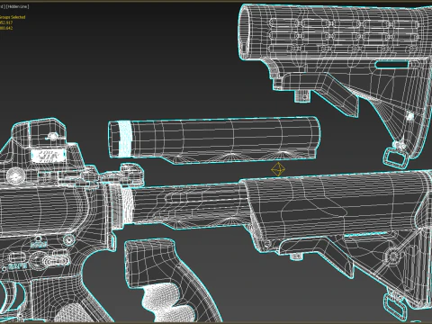 High Poly M4A1 with some customization materials only 3D Model