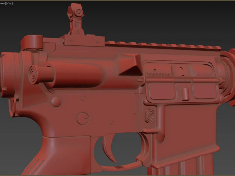 High Poly M4A1 with some customization materials only 3D Model