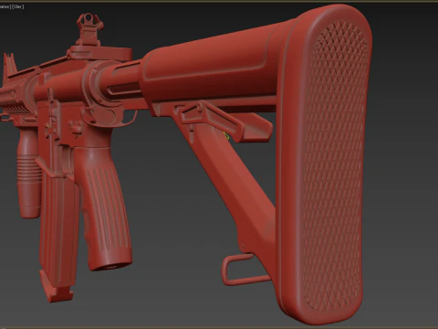 High Poly M4A1 with some customization materials only 3D Model