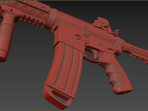 High Poly M4A1 with some customization materials only 3D Model