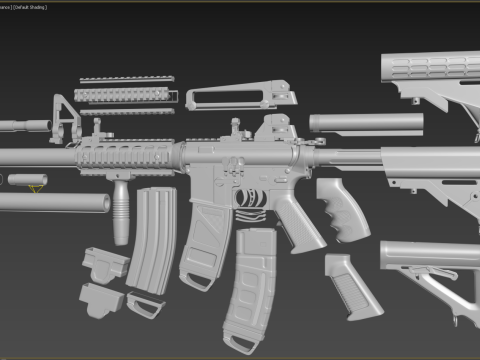 High Poly M4A1 with some customization materials only 3D Модель