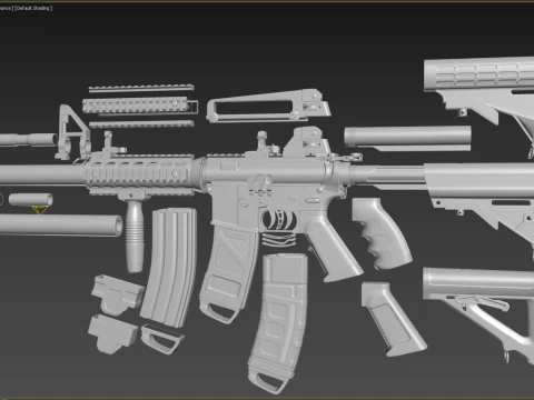 High Poly M4A1 with some customization materials only 3D Model