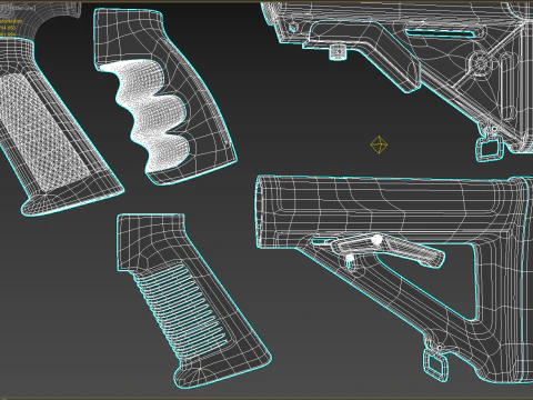 High Poly M4A1 with some customization materials only 3D Model