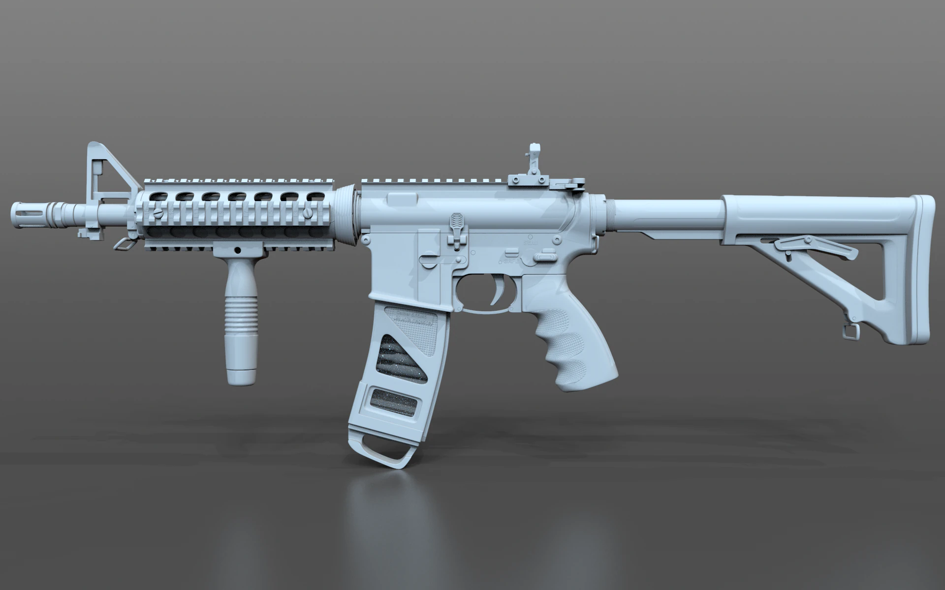 High Poly M4A1 with some customization materials only 3D Model .c4d .max .obj .3ds .fbx .stl .blend 