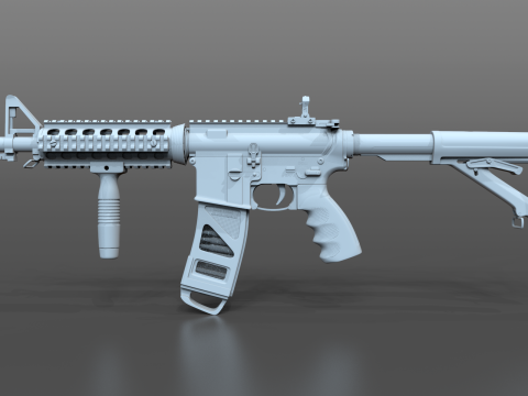 High Poly M4A1 with some customization materials only 3D Model