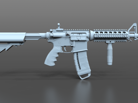 High Poly M4A1 with some customization materials only 3D Модель