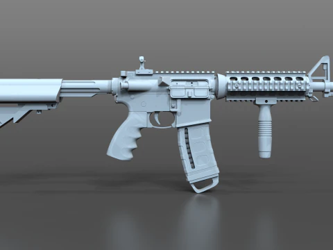High Poly M4A1 with some customization materials only 3D Model