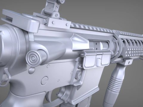 High Poly M4A1 with some customization materials only 3D Model