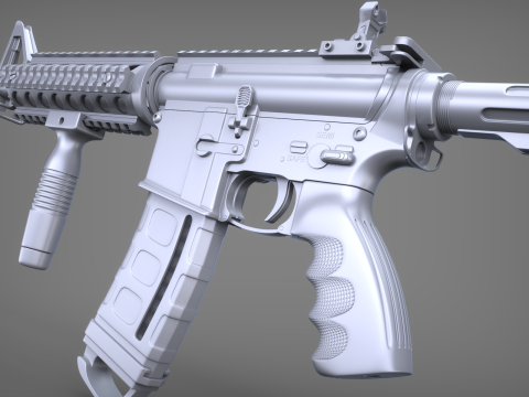 High Poly M4A1 with some customization materials only 3D Модель