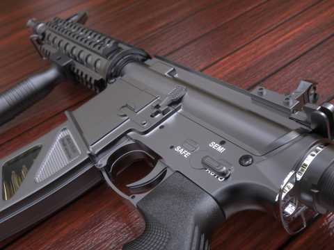 High Poly M4A1 with some customization materials only 3D Модель