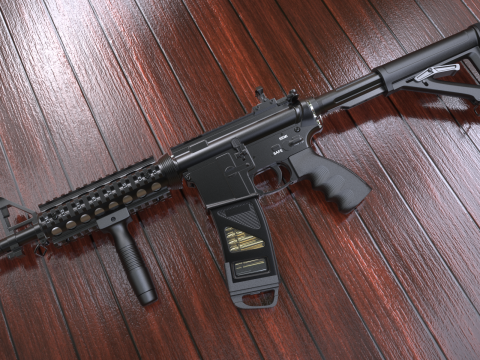 High Poly M4A1 with some customization materials only 3D Модель