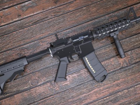 High Poly M4A1 with some customization materials only 3D Модель