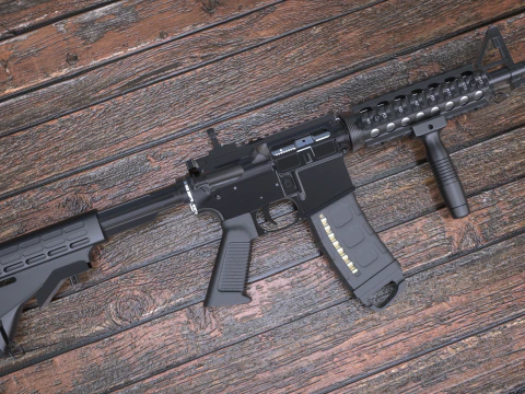 High Poly M4A1 with some customization materials only 3D Model