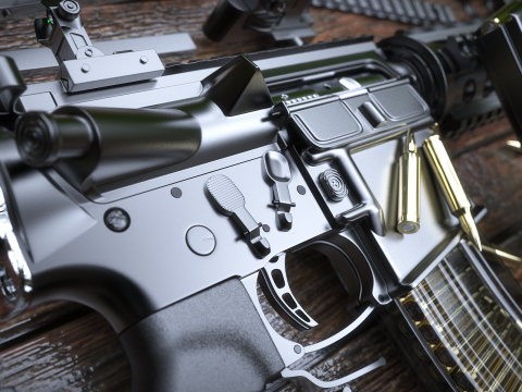 High Poly M4A1 with some customization materials only 3D Модель