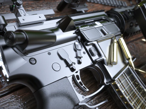 High Poly M4A1 with some customization materials only 3D Model