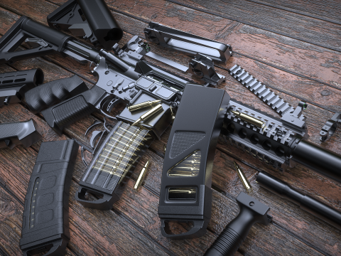 High Poly M4A1 with some customization materials only 3D Модель