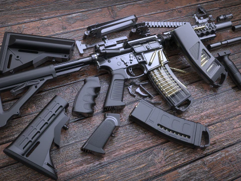 High Poly M4A1 with some customization materials only 3D Model