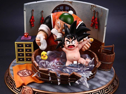 Goku Kid com o vov&ocirc; pronto para imprimir Modelo de Impressão 3D