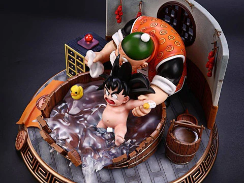 Goku Kid com o vov&ocirc; pronto para imprimir Modelo de Impressão 3D