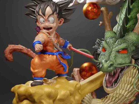 Diorama kid goku e shenlong dragon ball pronto para imprimir Modelo de Impressão 3D