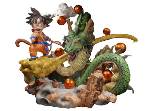 Diorama kid goku e shenlong dragon ball pronto para imprimir Modelo de Impressão 3D