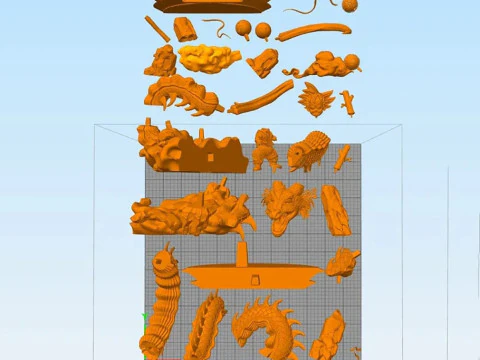 Diorama kid goku e shenlong dragon ball pronto para imprimir Modelo de Impressão 3D