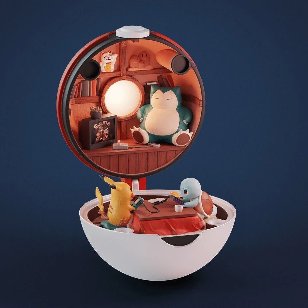 Pokeball Diorama Ready to Print 3D Print Model .c4d .max .obj .3ds .fbx .stl .blend 
