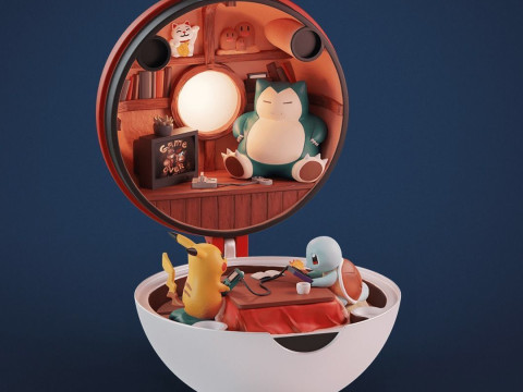 Pokeball Diorama Ready to Print Model do druku 3D