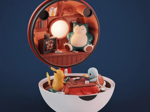Diorama de Pokébola pronto para imprimir Modelo de Impressão 3D