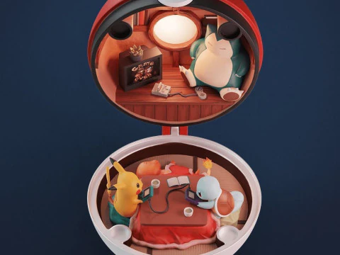 Pokeball Diorama Ready to Print 3D Print Model