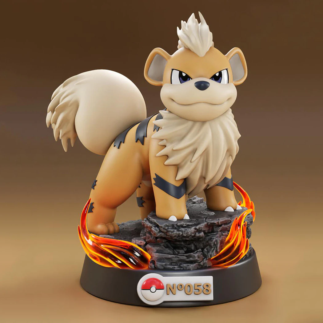 Pok&eacute;mon Growlithe listo para imprimir Modelo de impresión 3D .c4d .max .obj .3ds .fbx .stl .blend 