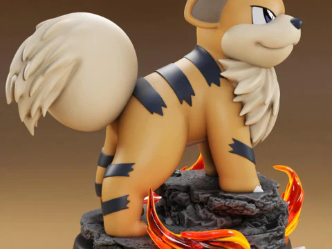 Pok&eacute;mon Growlithe listo para imprimir Modelo de impresión 3D