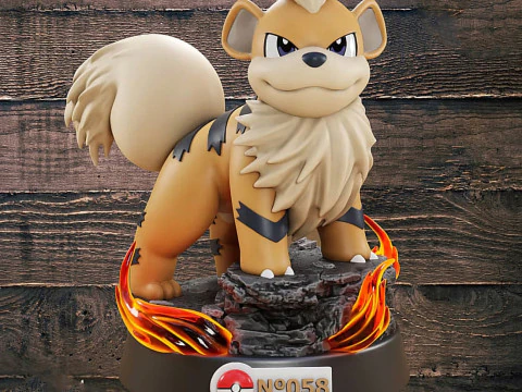 Pok&eacute;mon Growlithe listo para imprimir Modelo de impresión 3D
