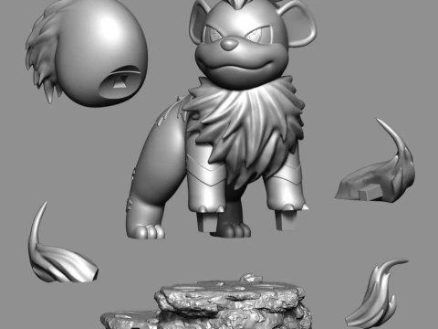 Pok&eacute;mon Growlithe listo para imprimir Modelo de impresión 3D