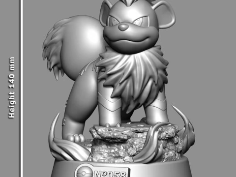 Pok&eacute;mon Growlithe listo para imprimir Modelo de impresión 3D