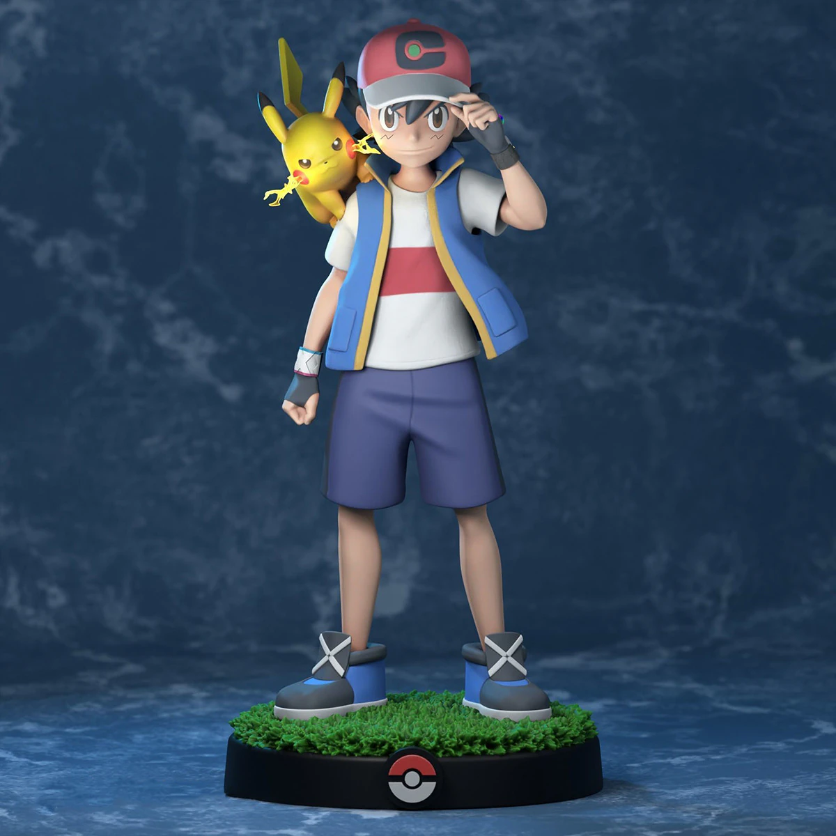 Ash - Satoshi and Pikachu - Pokemon Journeys Figure Ready to Print 3D Print Model .c4d .max .obj .3ds .fbx .stl .blend 