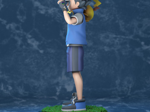 Ash - Satoshi and Pikachu - Pokemon Journeys Figure Ready to Print Model Cetak 3D
