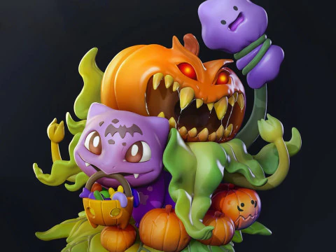 Bulbasaur - Pokemon Halloween pronto per la stampa Modello di stampa 3D