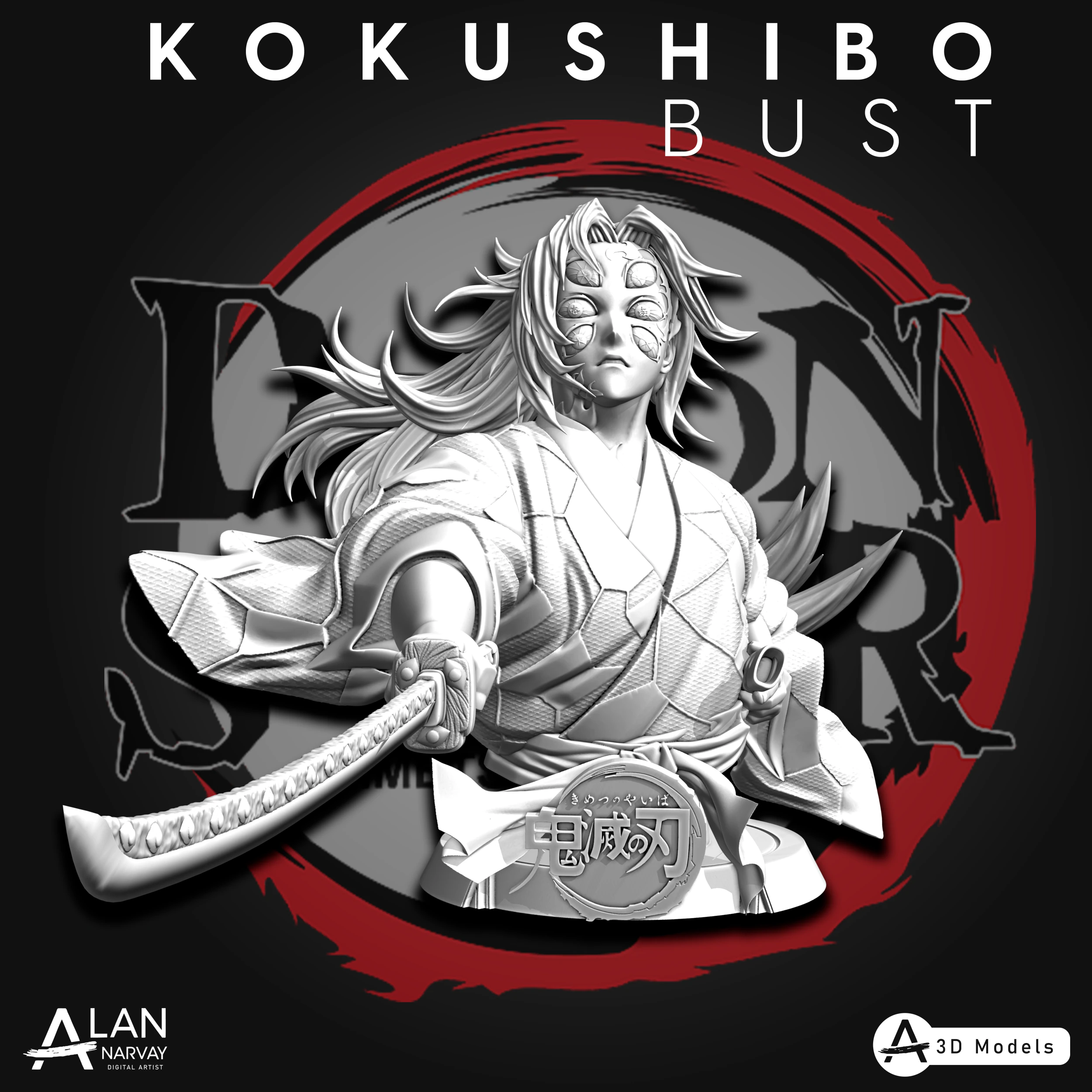Kokushibo Demon Slayer Kimetsu no Yaiba 3D Print Model .c4d .max .obj .3ds .fbx .stl .blend