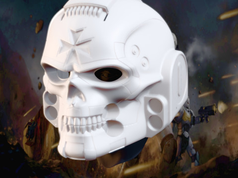 Space Marine Helmet Multi-Parts 3D Print Model