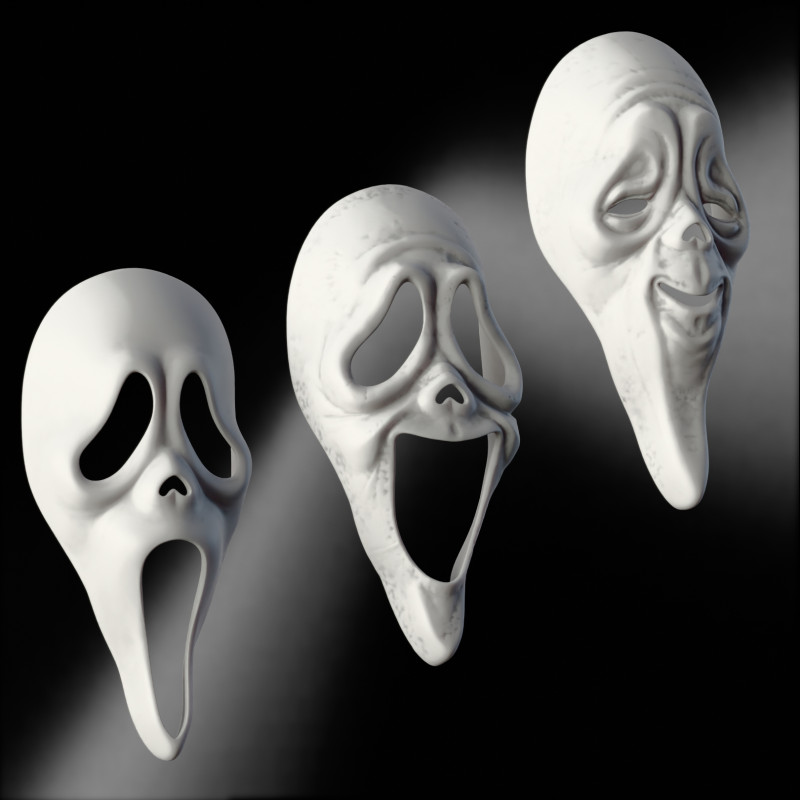 Scary Movie Scream Mask Collection 3D-Druckmodell .c4d .max .obj .3ds .fbx .stl .blend