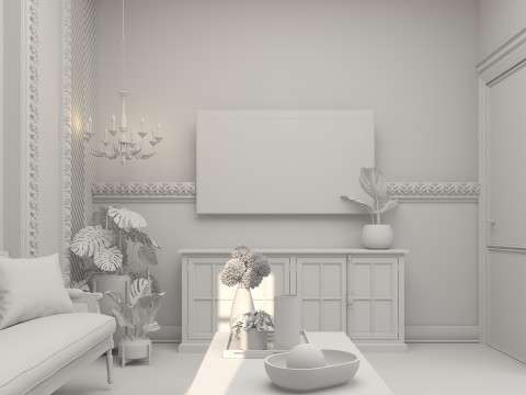 Ethnic Bedroom with Living Room Model 3D