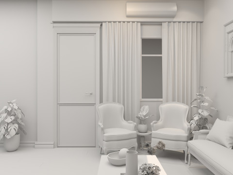Ethnic Bedroom with Living Room Model 3D