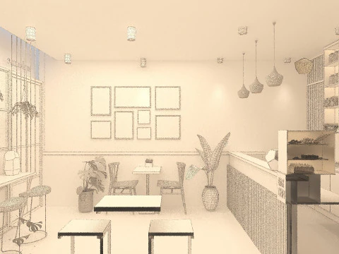 Coffee Shop Cafe 3D Model