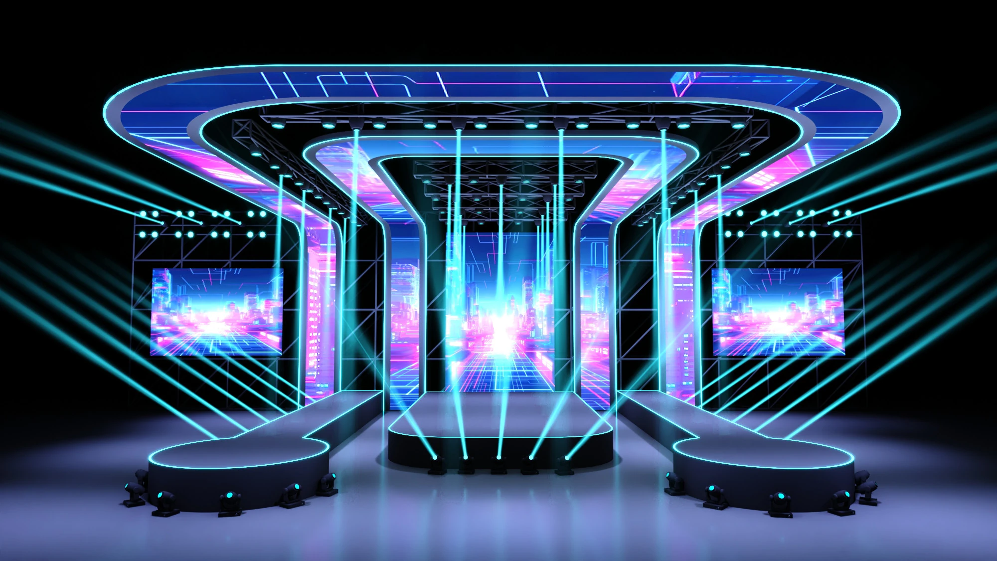 Concert Stage 04 Design 3D Model .c4d .max .obj .3ds .fbx .stl .blend