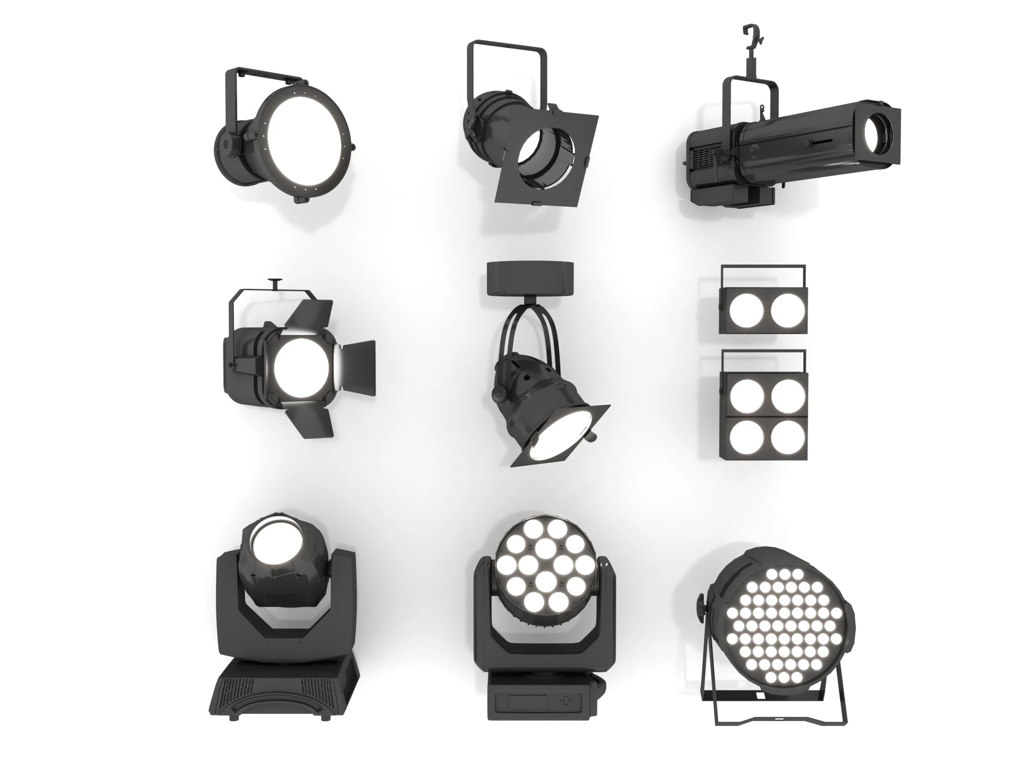 Stage Lighting Collection 3D Model .c4d .max .obj .3ds .fbx .stl .blend 